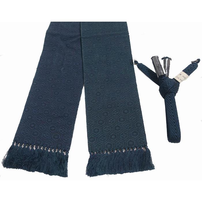 男物アンサンブル しつけ糸付き 大島紬 120変わり亀甲織 175cm  