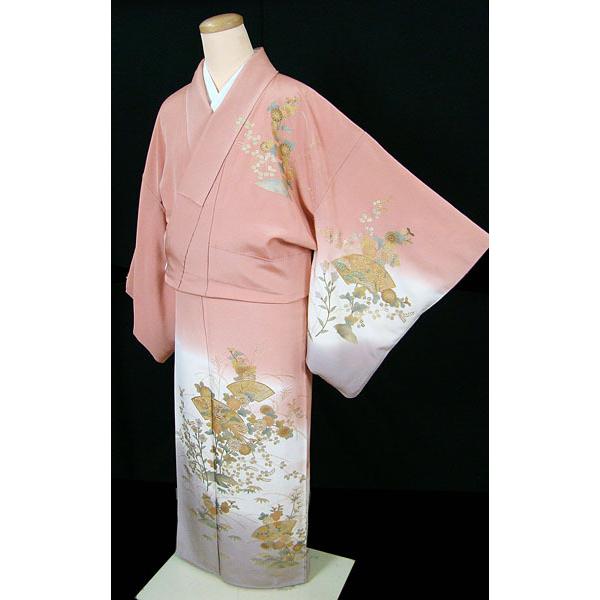 訪問着 金箔 鳳凰 扇面 草花柄 正絹 6197 : きものあかね - 通販 