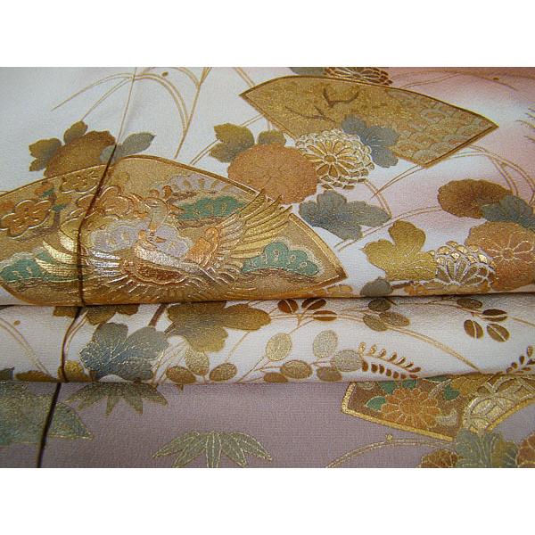 訪問着 金箔 鳳凰 扇面 草花柄 正絹 6197 : きものあかね - 通販 