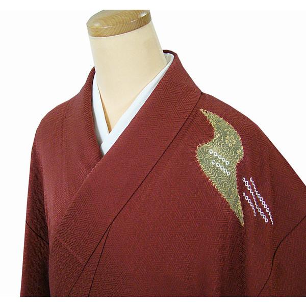 訪問着 沙綾型地紋 絞り 刺繍柄 丸に花菱縫い紋入り 正絹 6309 : 6309 