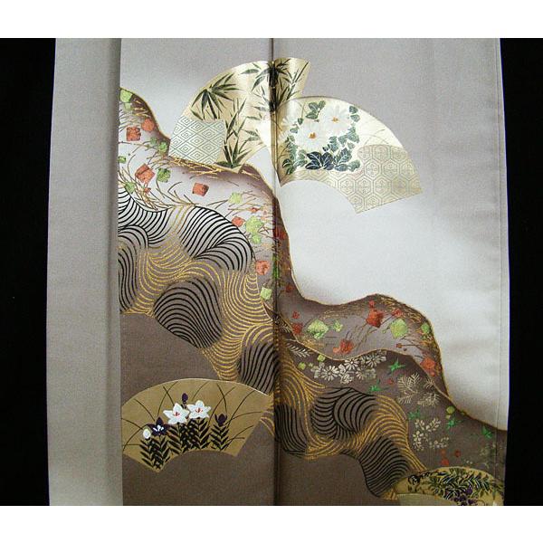 色留袖 紋入り 押し金箔扇面草花柄 正絹 6614 : 6614 : きものあかね 