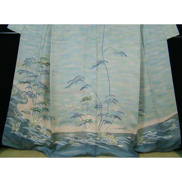 訪問着 虹霞松原湖畔柄 作家落款 紋入り 正絹 7167 : きもの