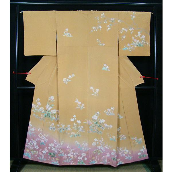 訪問着 庭園に咲き誇る花々 砂金箔雲 正絹 8027（訪問着 可憐に咲く 