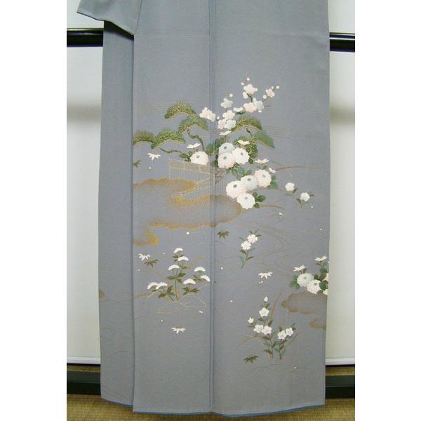 訪問着 庭園に咲き誇る花々 砂金箔雲 正絹 8027 : 8027 : きもの 