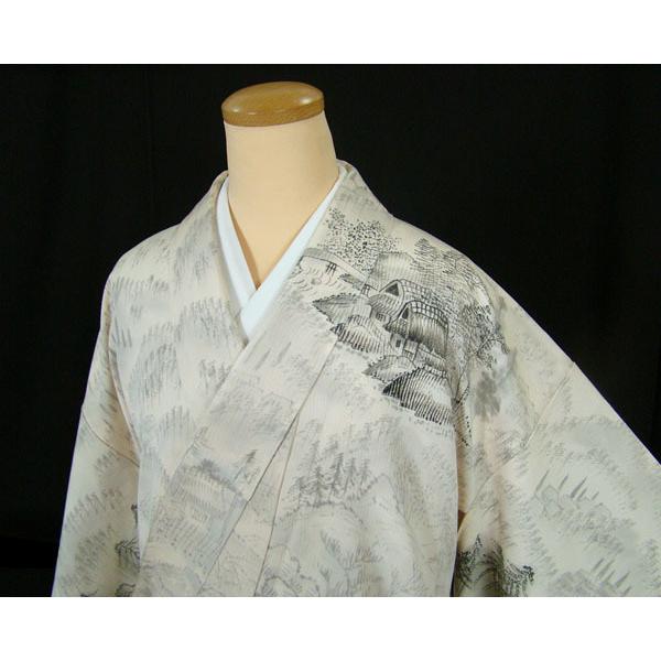 訪問着 墨絵 風景柄 栄峰作落款入り 正絹 8158 : きものあかね - 通販
