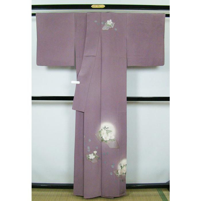 附下訪問着 豪華汕頭扇面刺繍 銀箔裏当て 正絹 9484 - 仕立て上がり 