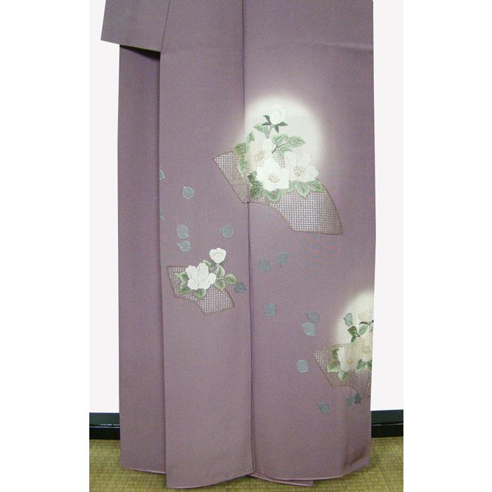 附下訪問着 豪華汕頭扇面刺繍 銀箔裏当て 正絹 9484 - 仕立て上がり 