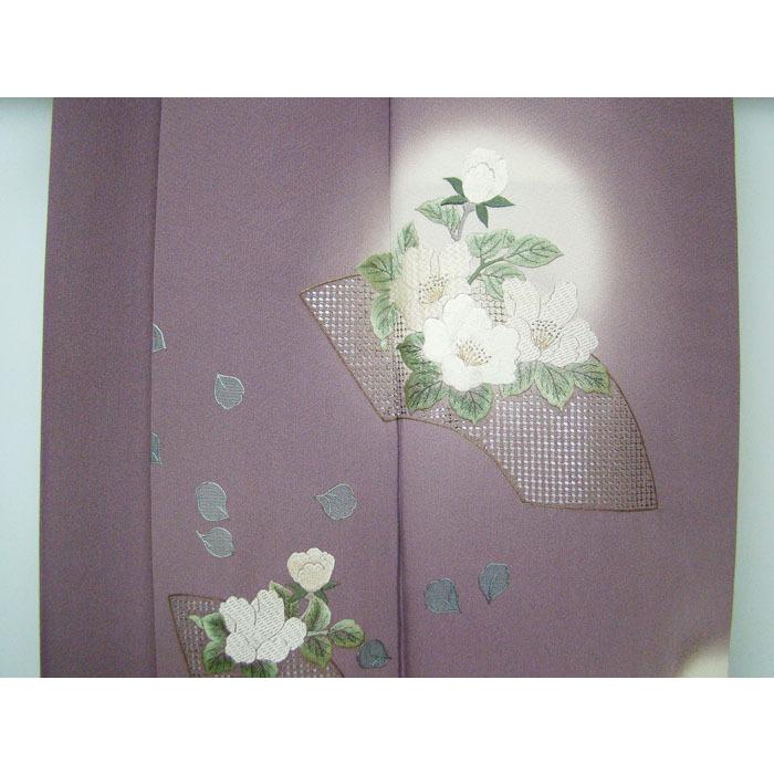 附下訪問着 豪華汕頭扇面刺繍 銀箔裏当て 正絹 9484 - 仕立て上がり 