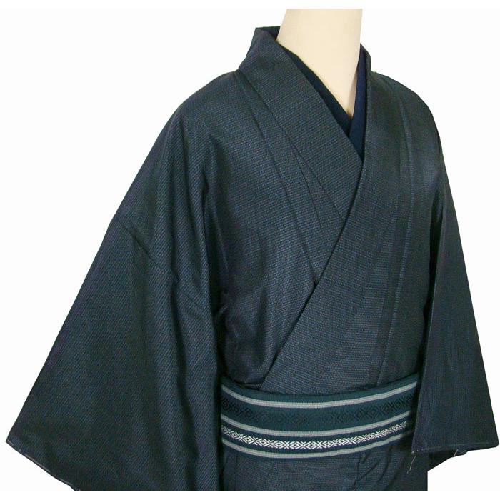 男物 長着 大島紬 濃紺色系 身長１６６ｃｍ位 ワンタッチ角帯 正絹 9560 Sale 68 Off