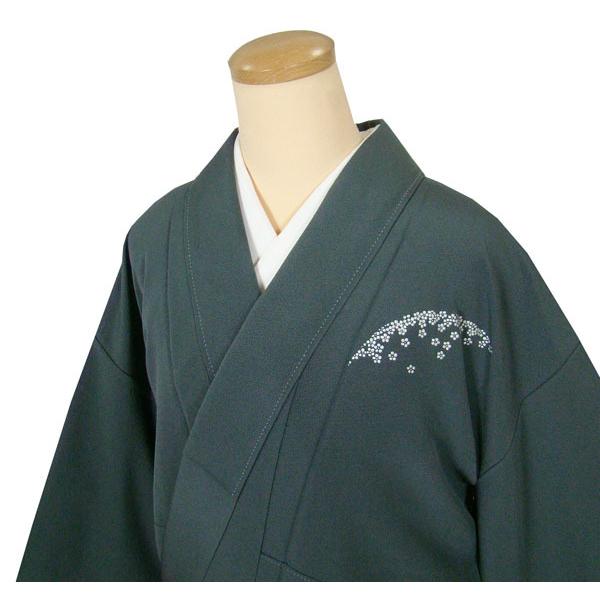 付下げ 納戸鼠色 可愛い花柄 楓 桜 梅 正絹 9608 : きものあかね 