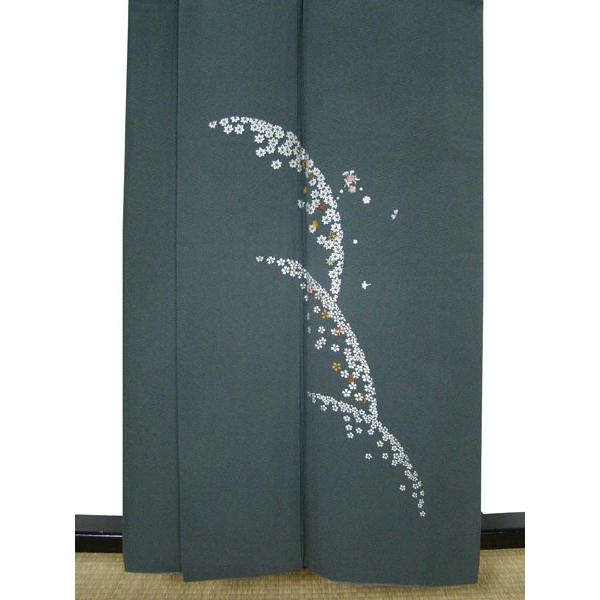 付下げ 納戸鼠色 可愛い花柄 楓 桜 梅 正絹 9608 : きものあかね 