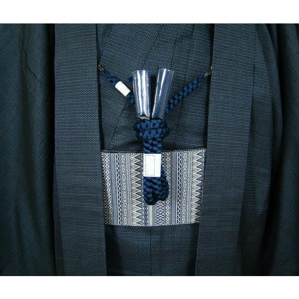 男物 大島紬アンサンブル 藍染 １００亀甲 身長１７７ｃｍ位 角帯 羽織