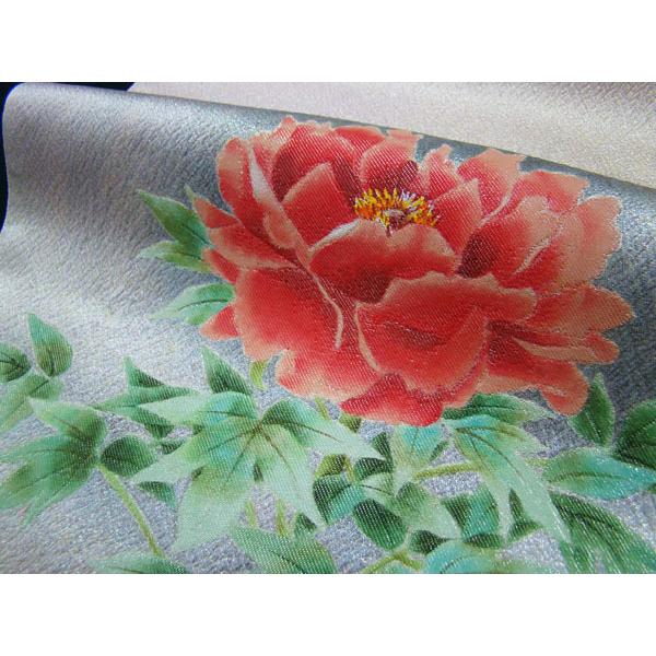 袋帯 新品 未使用 山口華楊 落款入り 凛とした牡丹 蝶々 お太鼓柄 正絹 