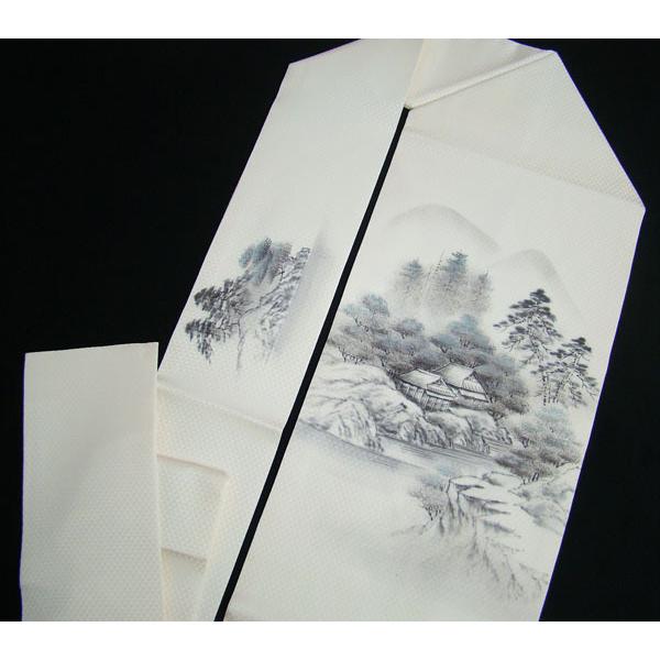 九寸名古屋帯 未使用 鱗地紋手描き水墨画 お太鼓柄 正絹 9835 九寸名古屋帯 未使用 鱗地紋手描き水墨画 お太鼓柄 正絹 9835