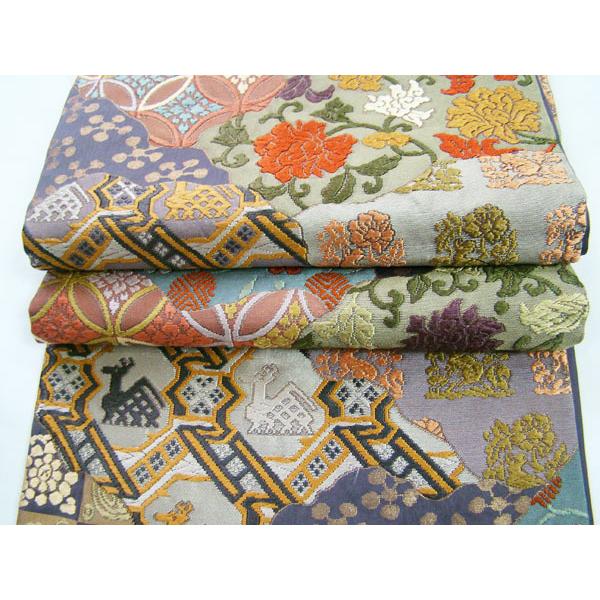 袋帯 訪問着 附下げ 有栖川文様 七宝 蔦花 梅 唐織柄 六通柄 正絹 9894 