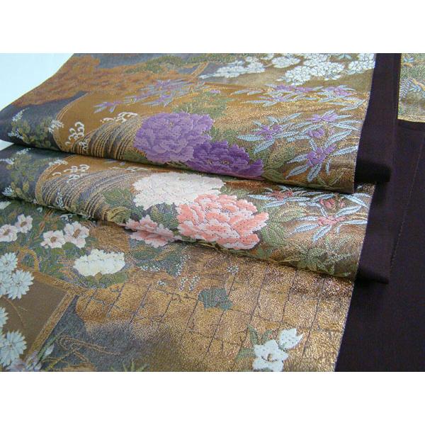 袋帯 訪問着 附下げ 未使用 豪華衣桁絵 四季の花々柄 六通柄 正絹 9923 
