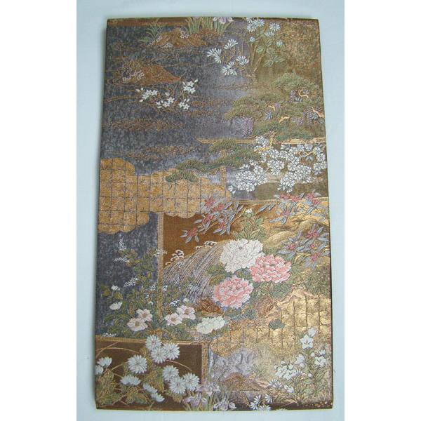 袋帯 訪問着 附下げ 未使用 豪華衣桁絵 四季の花々柄 六通柄 正絹 9923 