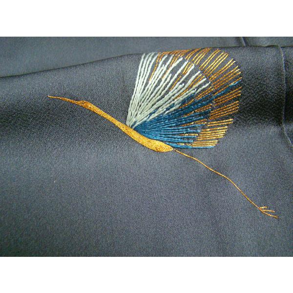 附下げ 未使用 しつけ糸付き 日本刺繍鶴柄 正絹 9955 : 9955 : きもの  