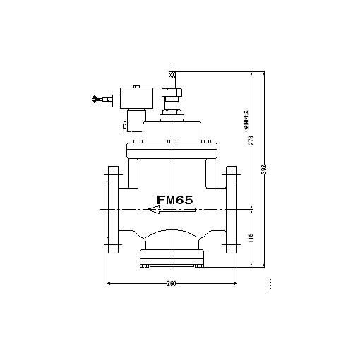 FMバルブ製作所【FM電磁弁 PS-1型 65A AC100/200V】手動開閉弁付 通電「開」AC100/200V共用 取付タイプ(フランジ型) 本体材質(鉛レス青銅)〔EI〕