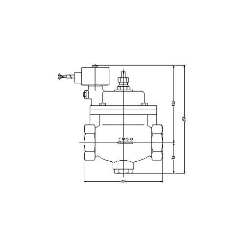 FMバルブ製作所【FM電磁弁 PS-1型 50A DC24/AC24V】手動開閉弁付 通電「開」 取付タイプ(ねじ込み型(Rc)) 本体材質(鉛レス青銅)〔EI〕