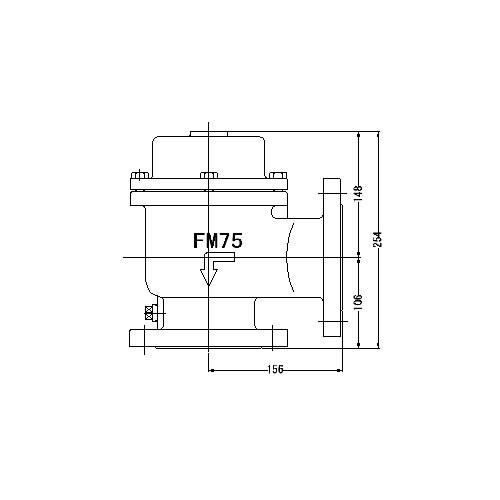 FMバルブ製作所【FMバルブ 1型 75(80)A】(アングル型) 定水位弁 取付タイプ(フランジ型) 本体材質(鉛レス青銅)〔EI〕