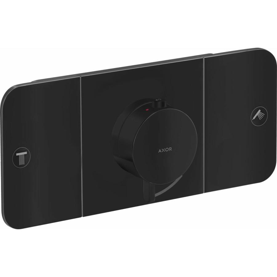 ###ハンスグローエ 【45712670】マットブラック アクサーワン サーモスタット混合水栓 2アウトレット (化粧部) 受注生産〔EI〕(141429円)