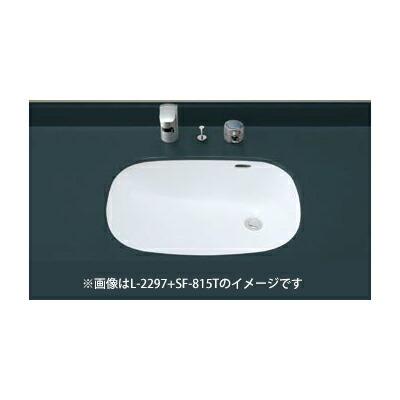 INAX/LIXIL セット品番【L-2297/BW1+SF-815T】はめ込みだ円形洗面器 アンダーカウンター式 サーモスタット付洗髪シャワー混合水栓 壁給水・床排水(Sトラップ)