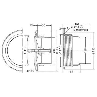 西邦工業【JRA100R】室内用換気口樹脂製レジスター 回転操作式天井