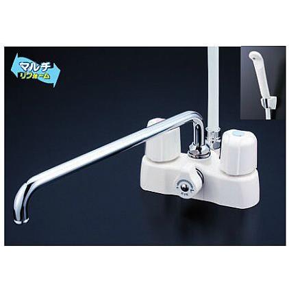 KVK 水栓金具【KF2008ZR3】デッキ形2ハンドルシャワー寒冷地仕様300mmパイプ式〔GA〕