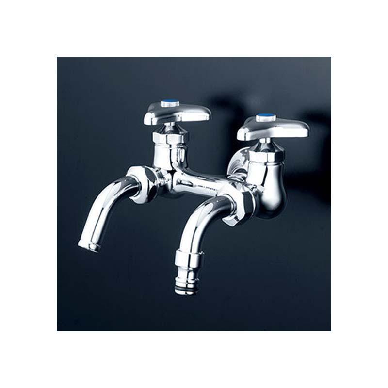KVK 水栓金具【K112SPJ】屋外ホース接続ノズル付二口水栓 逆止弁 KVK 水栓金具【K112SPJ】屋外ホース接続ノズル付二口水栓 逆止弁