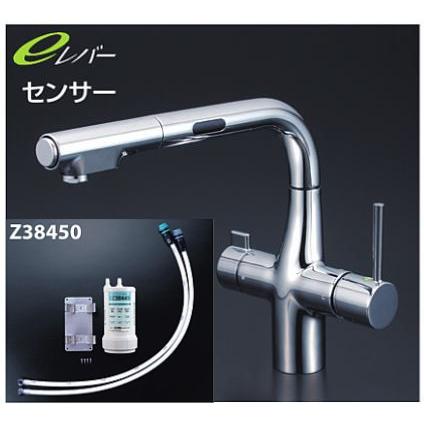 πKVK 水栓金具【KM6131SCEC】浄水器付シングルレバー式シャワー付混合栓 センサー付 Z38450付〔HB〕