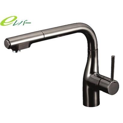 KVK 水栓金具【KM6101ECBN】流し台用シングルレバー式シャワー付混合栓 黒ニッケルめっき〔HB〕