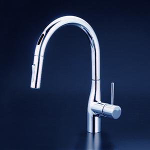 KVK 水栓金具【KM6071DECHS】キッチン水栓 電池タイプ シングルシャワー付混合栓(センサー付) 一般地用〔HB〕