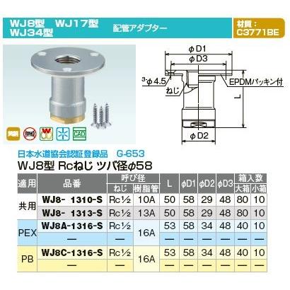 オンダ製作所ダブルロックジョイント WJ8型 Rcねじ ツバ径φ58 配管 