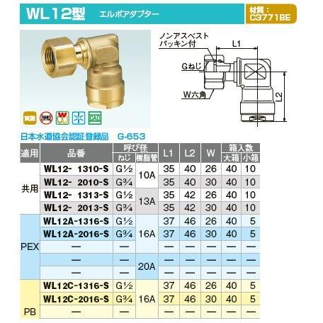 オンダ製作所【WL12-1313-S】ダブルロックジョイント WL12型 エルボ