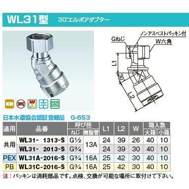 オンダ製作所【WL31-1313-S】ダブルロックジョイント WL31型 30