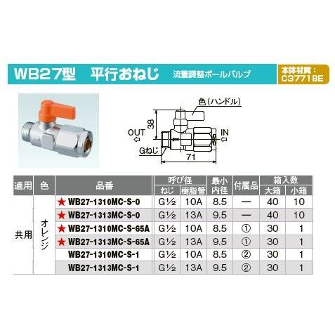 オンダ製作所【WB27-1313MC-S-0】ダブルロックバルブ WB27型 平行お