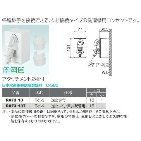 オンダ製作所【RAF3-13】洗濯機用コンセント RAF3型 リフォームタイプ