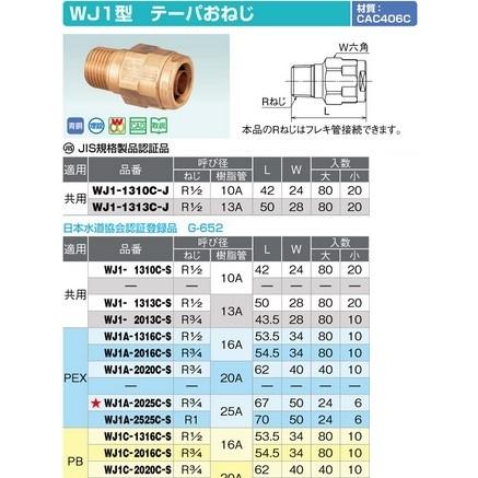 オンダ製作所【WJ1A-2025C-S】ダブルロックジョイント WJ1型 テーパお 
