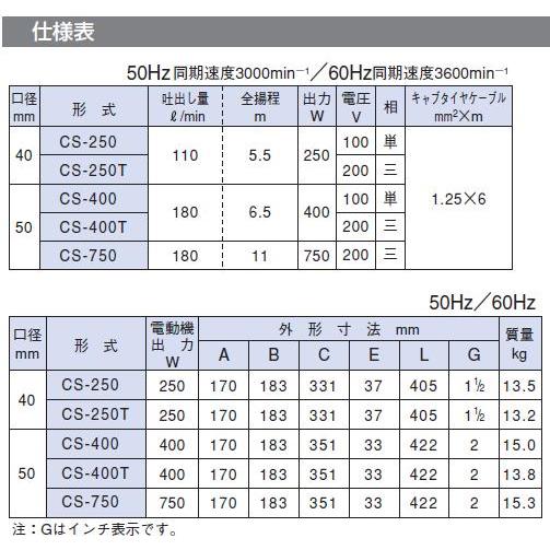 寺田ポンプ 寺田 テラダポンプ【CS-250・CS-250T】ステンレス水中