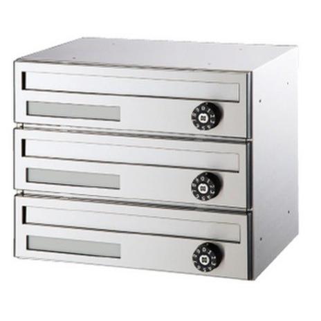 ####u.神栄ホームクリエイト郵便受箱 (横型・ダイヤル錠付) 前入前出型 3戸用 静音ダイヤル錠