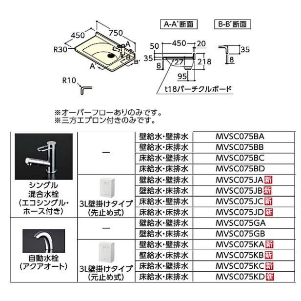 TOTO ○TOTO 自立歩行者向け洗面【MVSC075BB】マーブライトカウンター