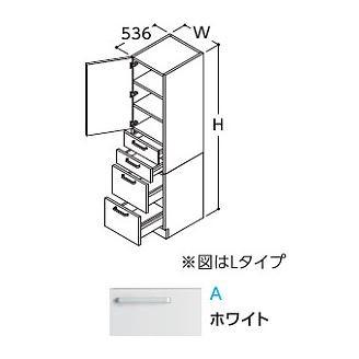 ●TOTO トールキャビネット【LTSWB045BNL1A】(ホワイト) Lタイプ(左吊元) サクア 1枚扉 4段引き出し 間口450 洗面ボウル高さ800 受注約１週〔HH〕