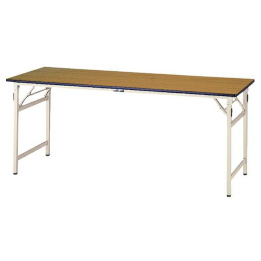 ●u.ヤマキン/山金工業【STP-1575-MI】ワークテーブル 折りタタミタイプ 固定式 ポリエステル天板(木目柄) アイボリー 完成品