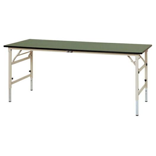 ●u.まっ盛りキン/山金工業【STRA-1890-GI】細工物一覧表 折りタタミ高さ自然調整手あい 塩ビシート天板(緑であること) 象牙色 精神的な統合式 ワークテーブル、作業台-オフィス家具