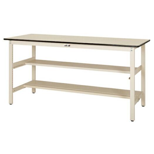 ####u.ヤマキン/山金工業ワークテーブル 300シリーズ 固定式 中間棚 H900mm ポリエステル天板 アイボリー 組立式