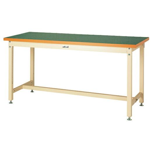 ●u.ヤマキン/山金工業【SSRH-1890-GI】ワークテーブル スーパータイプ 固定式 H900mm 塩ビシート天板(グリーン) アイボリー 組立式