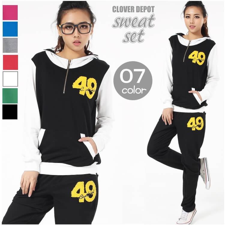 クーポンで半額 スウェット セットアップ レディース おしゃれ スウェットパンツ 上下セット 長袖 春秋 ロングパンツ フード付 パーカー ルームウェア ジャージ A000 Clover Depot 通販 Yahoo ショッピング
