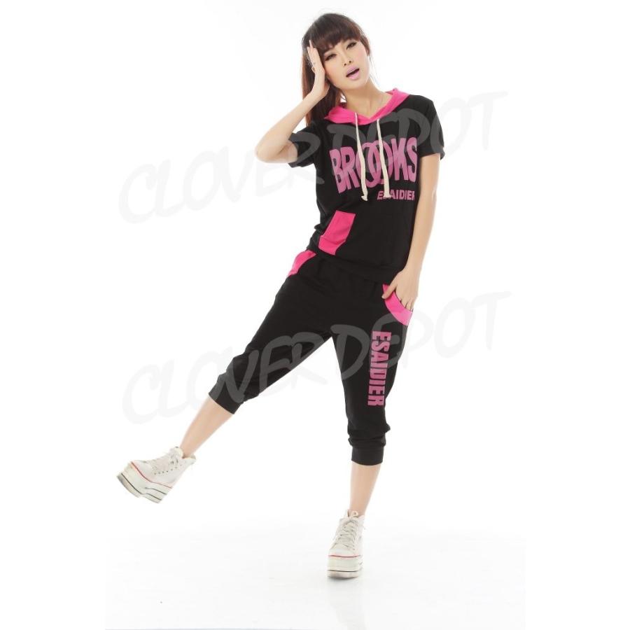 スウェット セットアップ レディース ルームウェア おしゃれ スウェットパンツ 上下セット 半袖 夏 7分丈パンツ 薄手 Tシャツ ポケット パーカー 黒 フード付き A Clover Depot 通販 Yahoo ショッピング