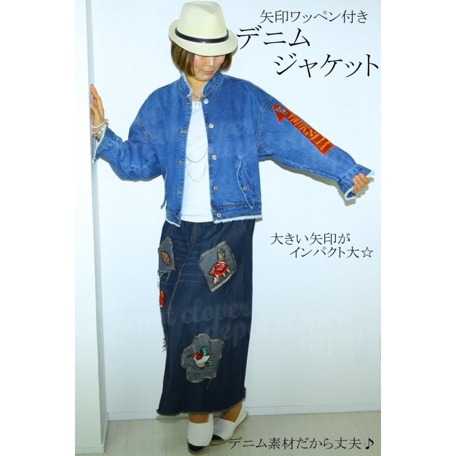 デニムジャケット レディース Gジャン 春アウター ショート丈 ワッペン 